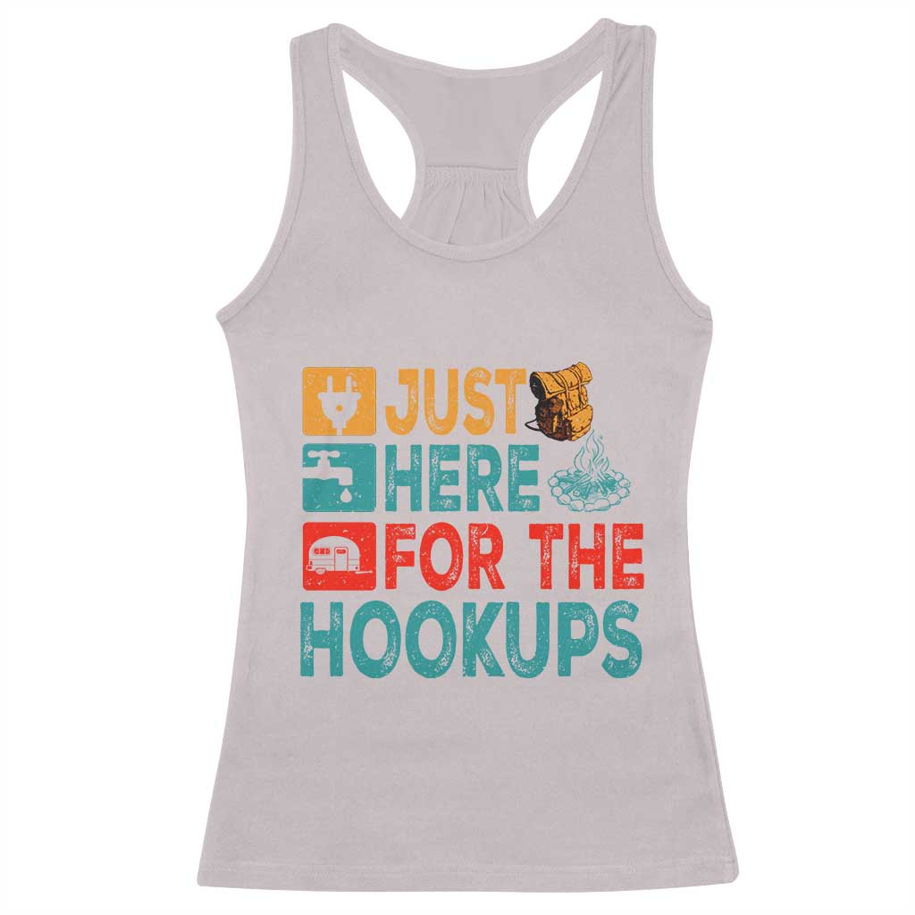 RV Camping Caravan Motorhome Racerback Tank Top Just Here For The Hookups TS14 Ice Gray Print Your Wear