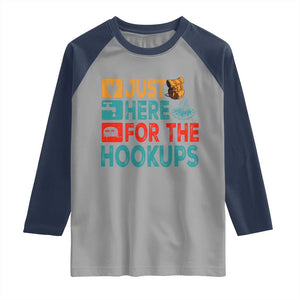 RV Camping Caravan Motorhome Raglan Shirt Just Here For The Hookups TS14 Sport Gray Navy Print Your Wear