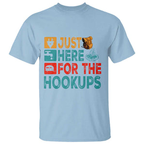 RV Camping Caravan Motorhome T Shirt Just Here For The Hookups TS14 Light Blue Print Your Wear