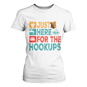 RV Camping Caravan Motorhome T Shirt For Women Just Here For The Hookups TS14 White Print Your Wear
