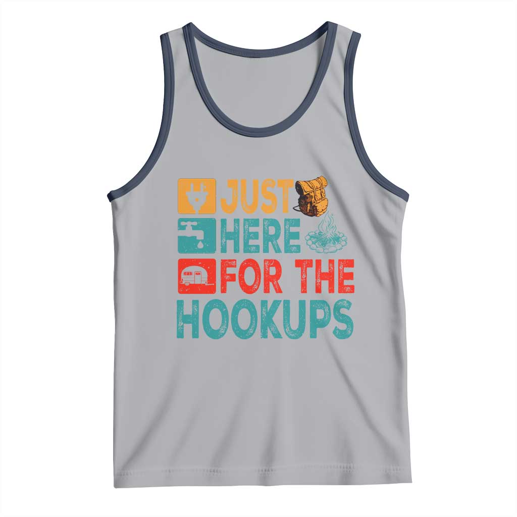 RV Camping Caravan Motorhome Tank Top Just Here For The Hookups TS14 Athletic Heather Navy Print Your Wear