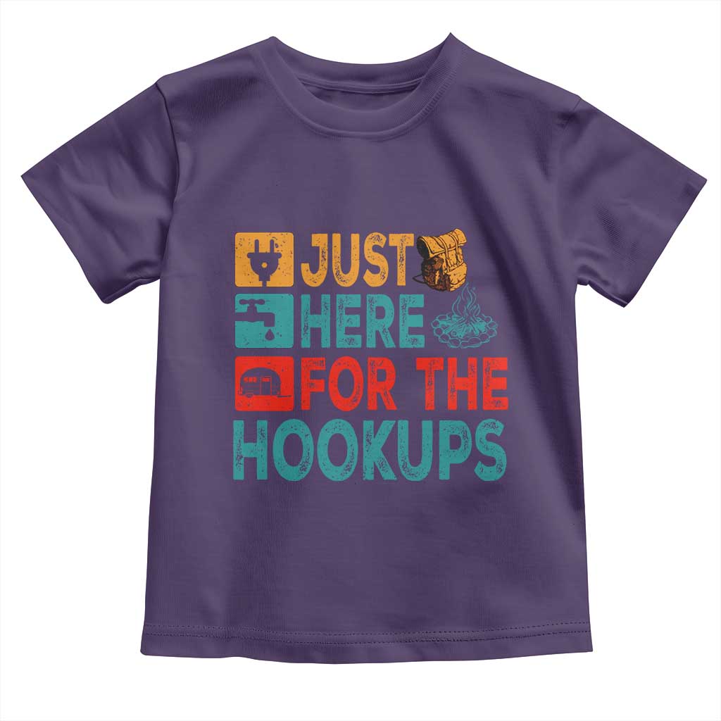 RV Camping Caravan Motorhome Toddler T Shirt Just Here For The Hookups TS14 Purple Print Your Wear