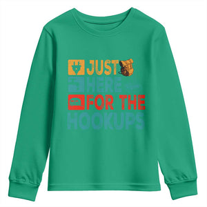 RV Camping Caravan Motorhome Youth Sweatshirt Just Here For The Hookups TS14 Irish Green Print Your Wear