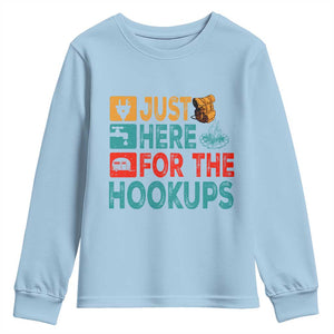 RV Camping Caravan Motorhome Youth Sweatshirt Just Here For The Hookups TS14 Light Blue Print Your Wear