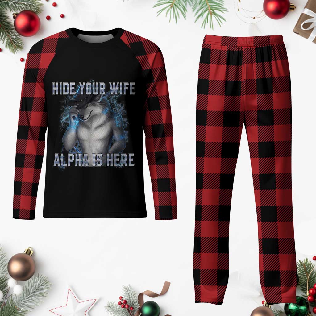 Hide Your Wife The Alpha Is Here Plaid Pajama Set Funny Sarcastic Cringe Werewolf Meme TS14 Buffalo Plaid Print Your Wear