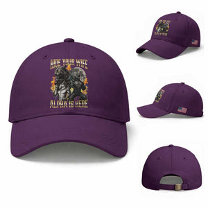 Hide Your Wife The Alpha is Here Baseball Cap Cringe Werewolf Alpha Meme Humor TS14 Baseball Cap Universal Fit Purple Print Your Wear