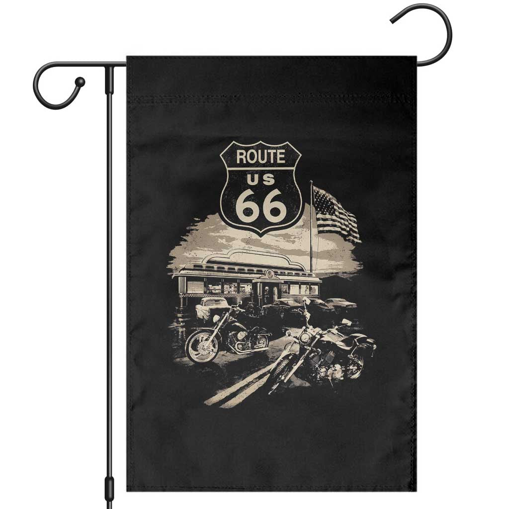 Route Highway 66 100 Year Centennial Motorcycle Americana Road Sign Garden Flag TS14 Black Print Your Wear