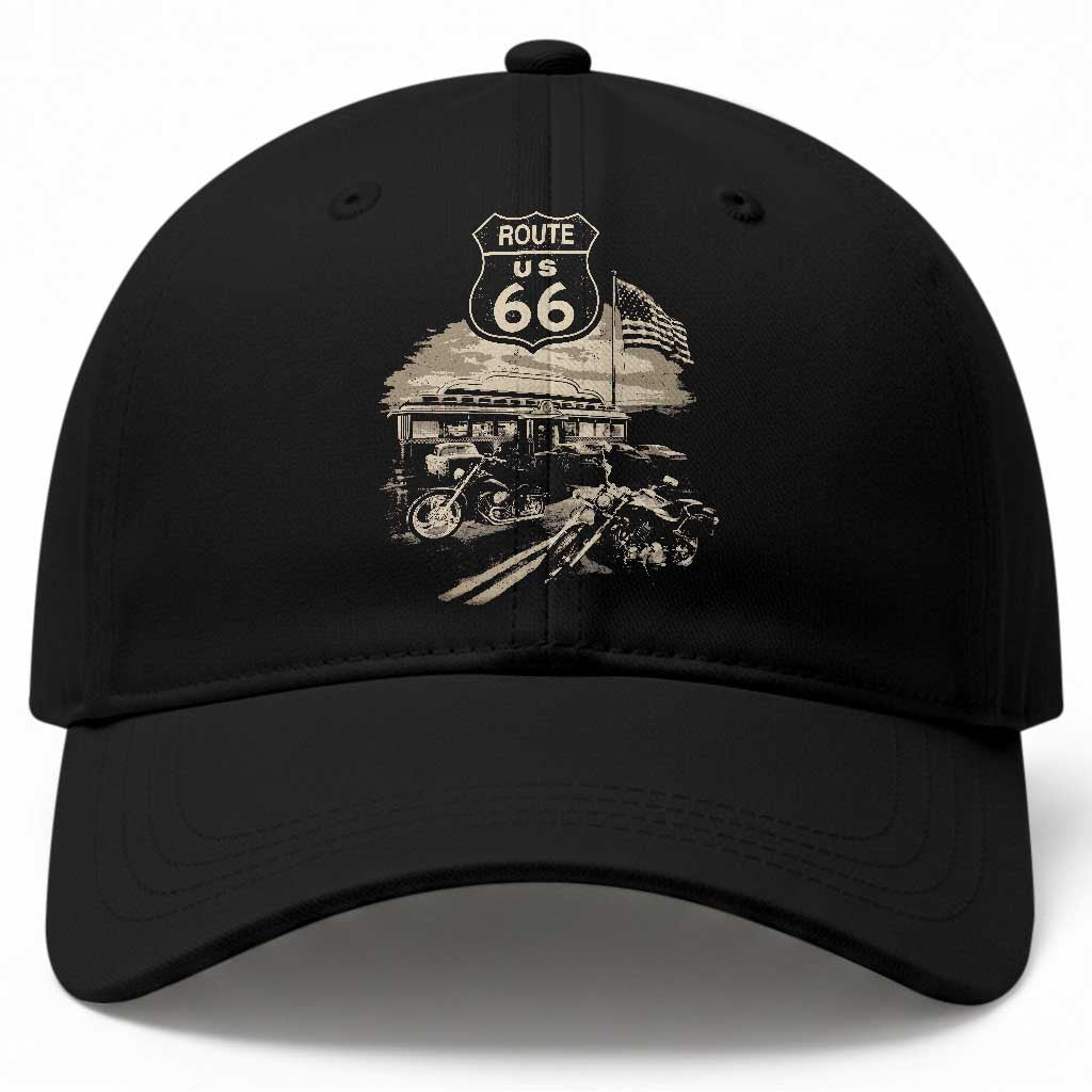 Route Highway 66 100 Year Centennial Motorcycle Americana Road Sign Baseball Cap TS14 Print Your Wear