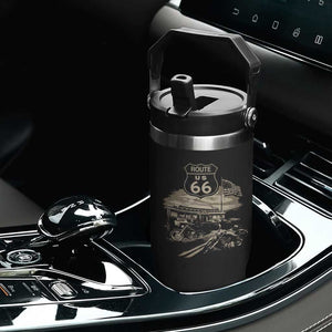 Route Highway 66 100 Year Centennial Motorcycle Americana Road Sign Flip Straw Tumbler TS14 Print Your Wear