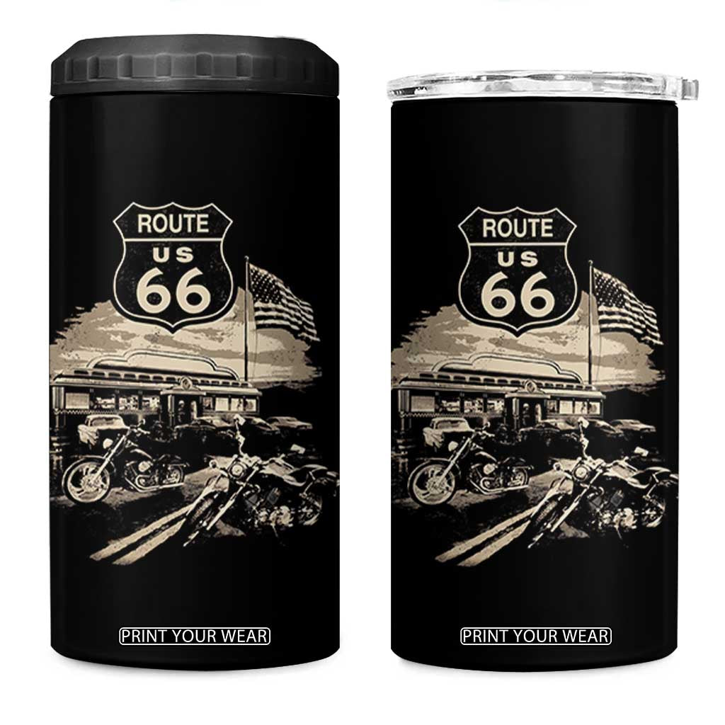 Route Highway 66 100 Year Centennial Motorcycle Americana Road Sign 4 in 1 Can Cooler Tumbler TS14 One Size: 16 oz Black Print Your Wear
