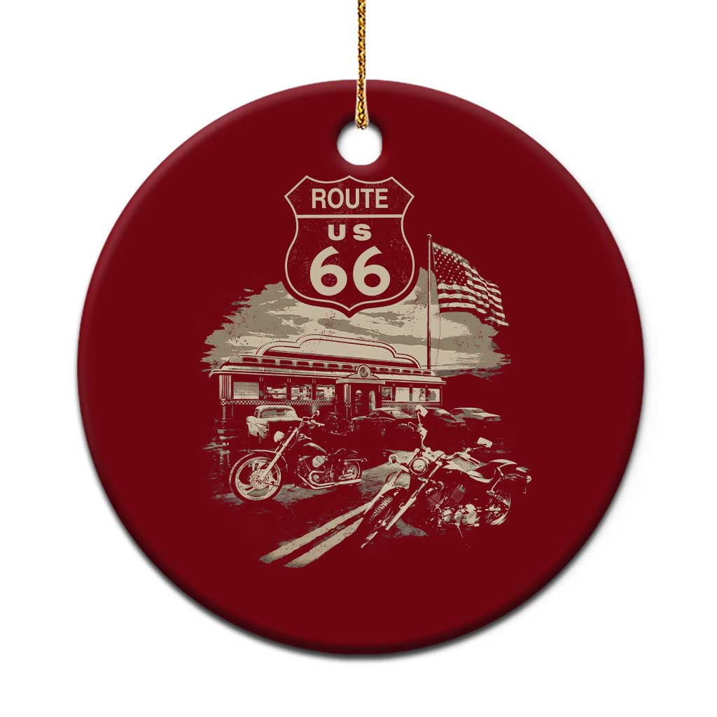 Route Highway 66 100 Year Centennial Motorcycle Americana Road Sign Ceramic Ornament TS14 1pc Red Print Your Wear