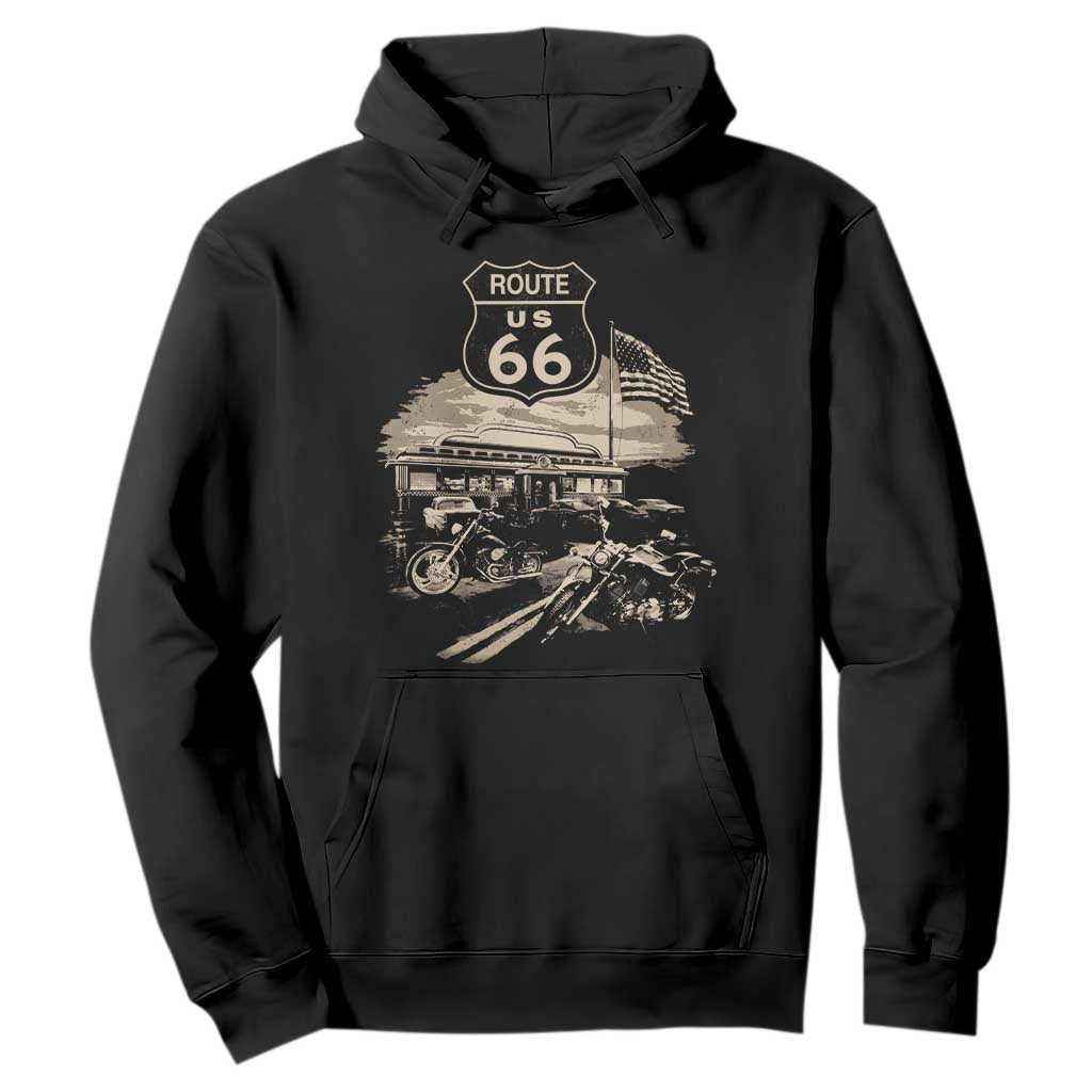 Route Highway 66 100 Year Centennial Motorcycle Americana Road Sign Hoodie TS14 Black Print Your Wear