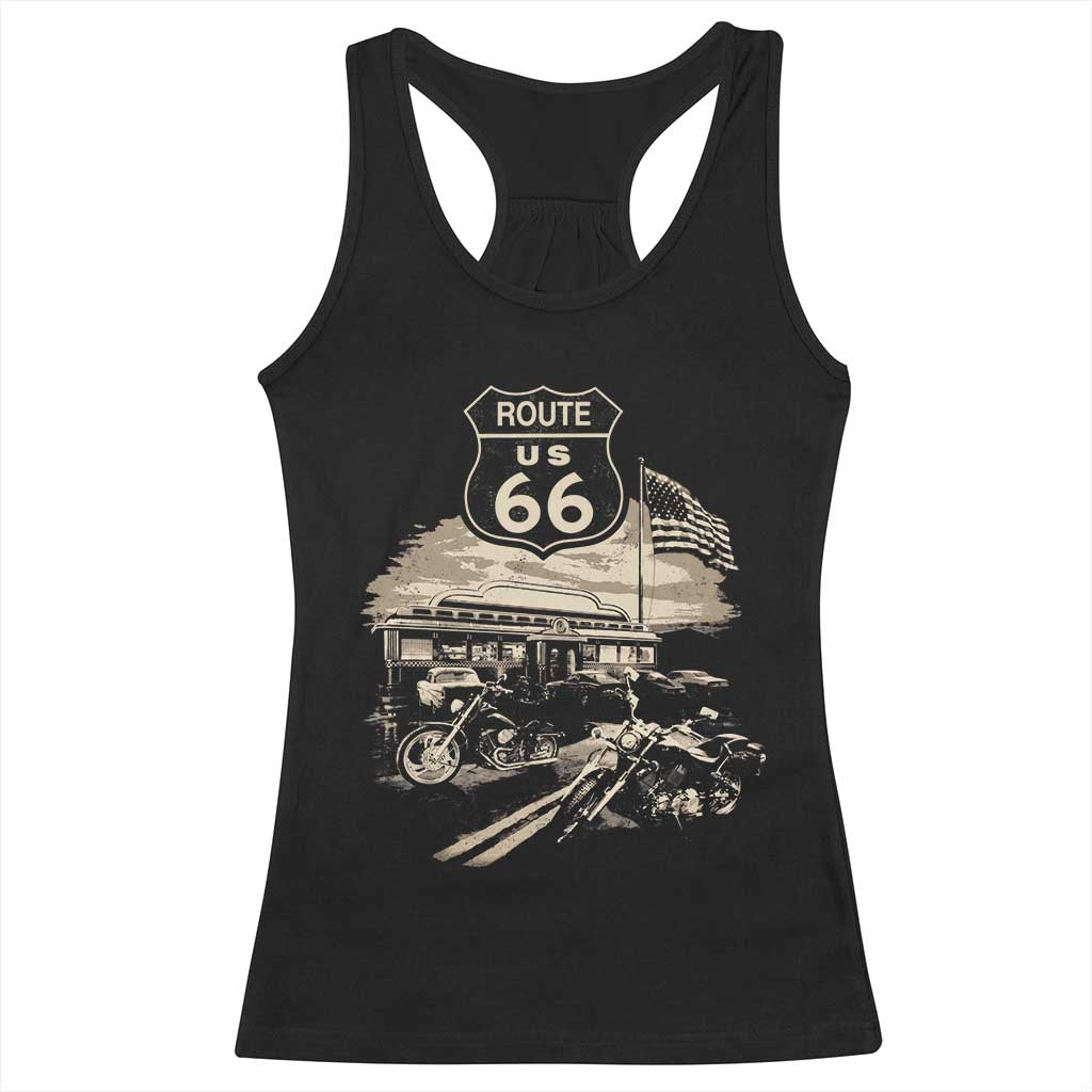 Route Highway 66 100 Year Centennial Motorcycle Americana Road Sign Racerback Tank Top TS14 Black Print Your Wear