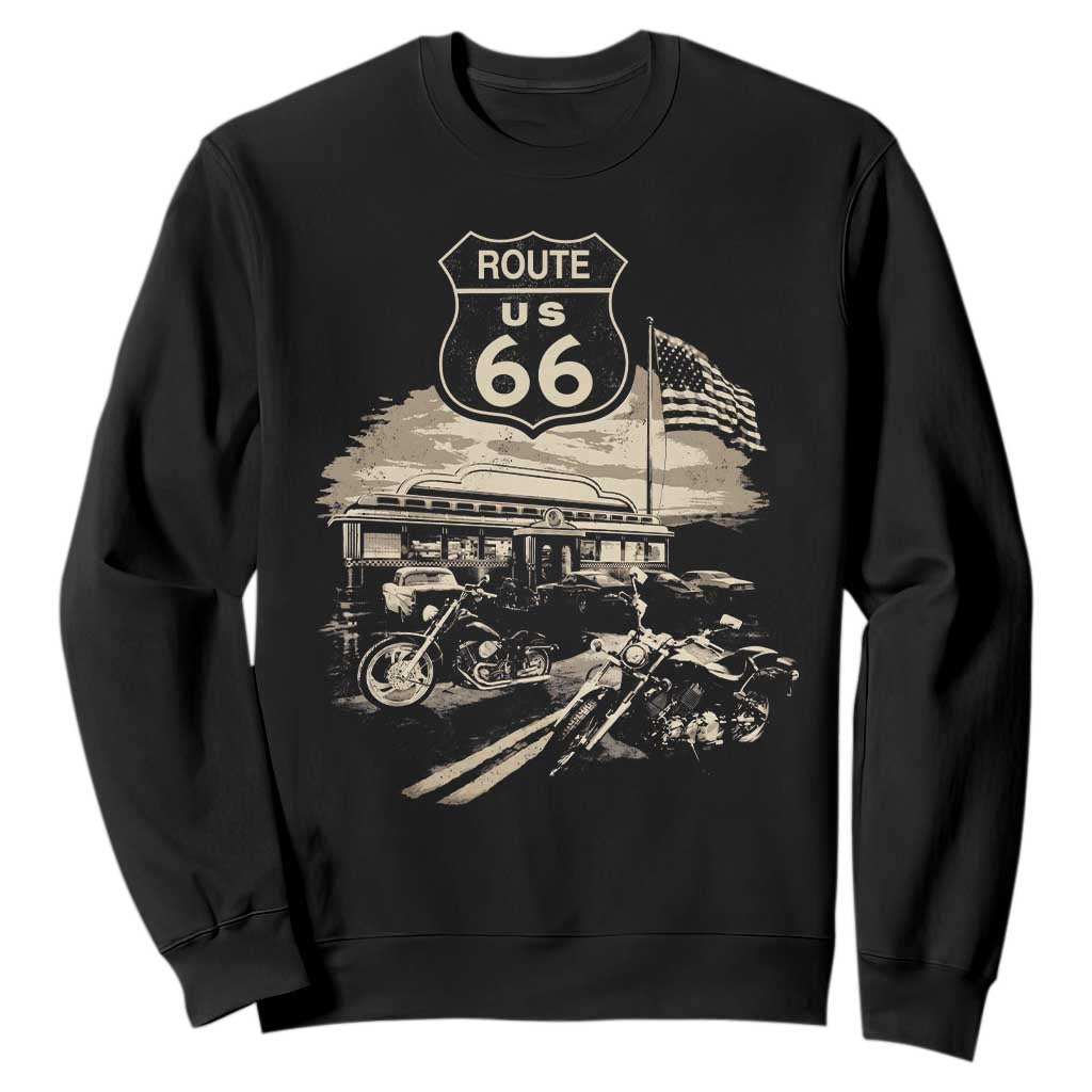 Route Highway 66 100 Year Centennial Motorcycle Americana Road Sign Sweatshirt TS14 Black Print Your Wear