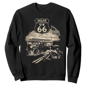 Route Highway 66 100 Year Centennial Motorcycle Americana Road Sign Sweatshirt TS14 Black Print Your Wear