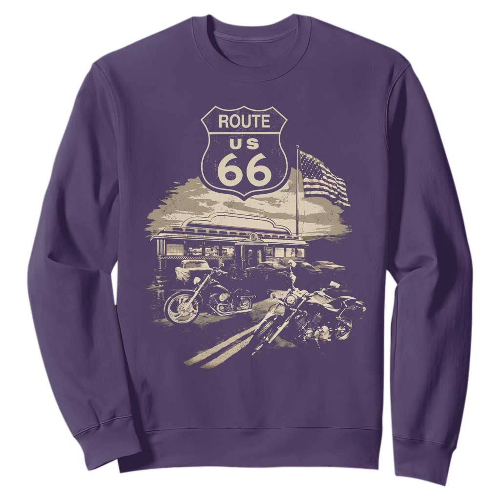 Route Highway 66 100 Year Centennial Motorcycle Americana Road Sign Sweatshirt TS14 Purple Print Your Wear