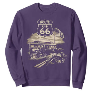 Route Highway 66 100 Year Centennial Motorcycle Americana Road Sign Sweatshirt TS14 Purple Print Your Wear