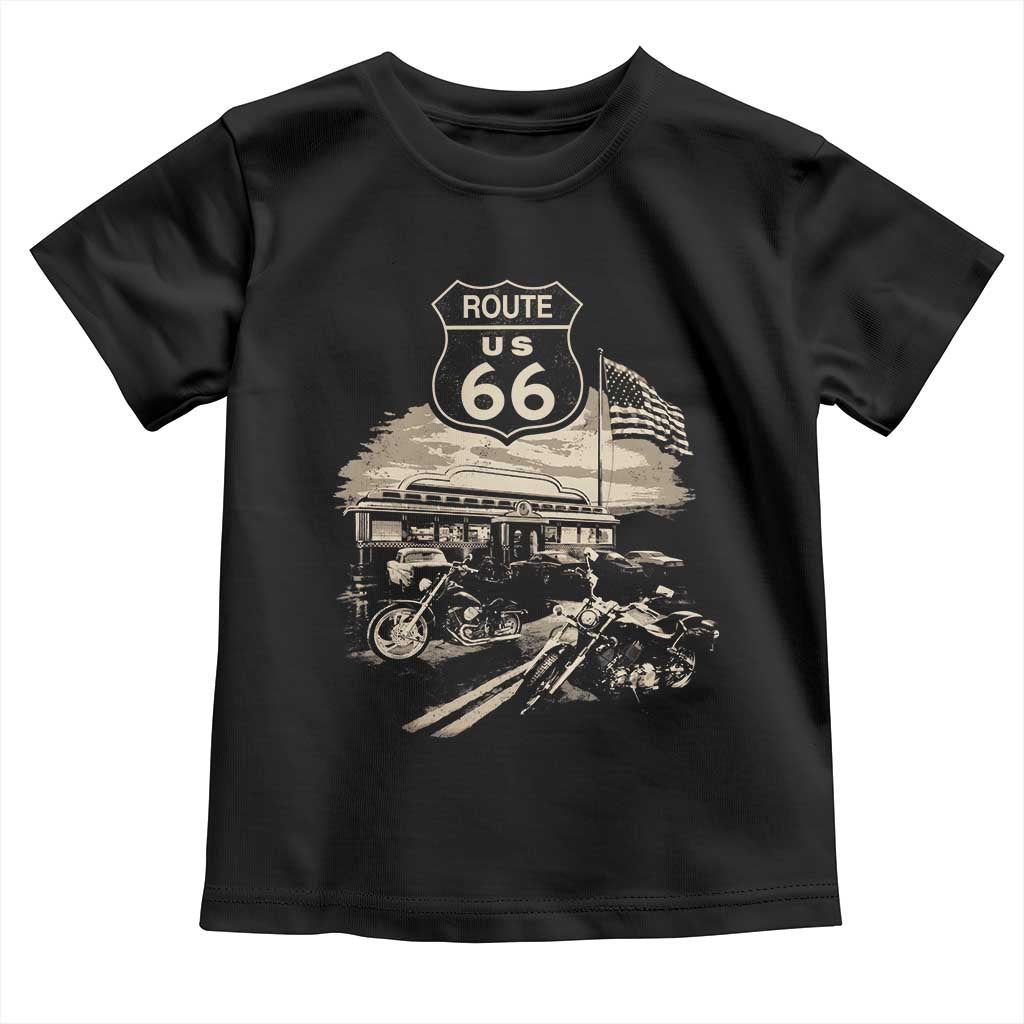 Route Highway 66 100 Year Centennial Motorcycle Americana Road Sign Toddler T Shirt TS14 Black Print Your Wear