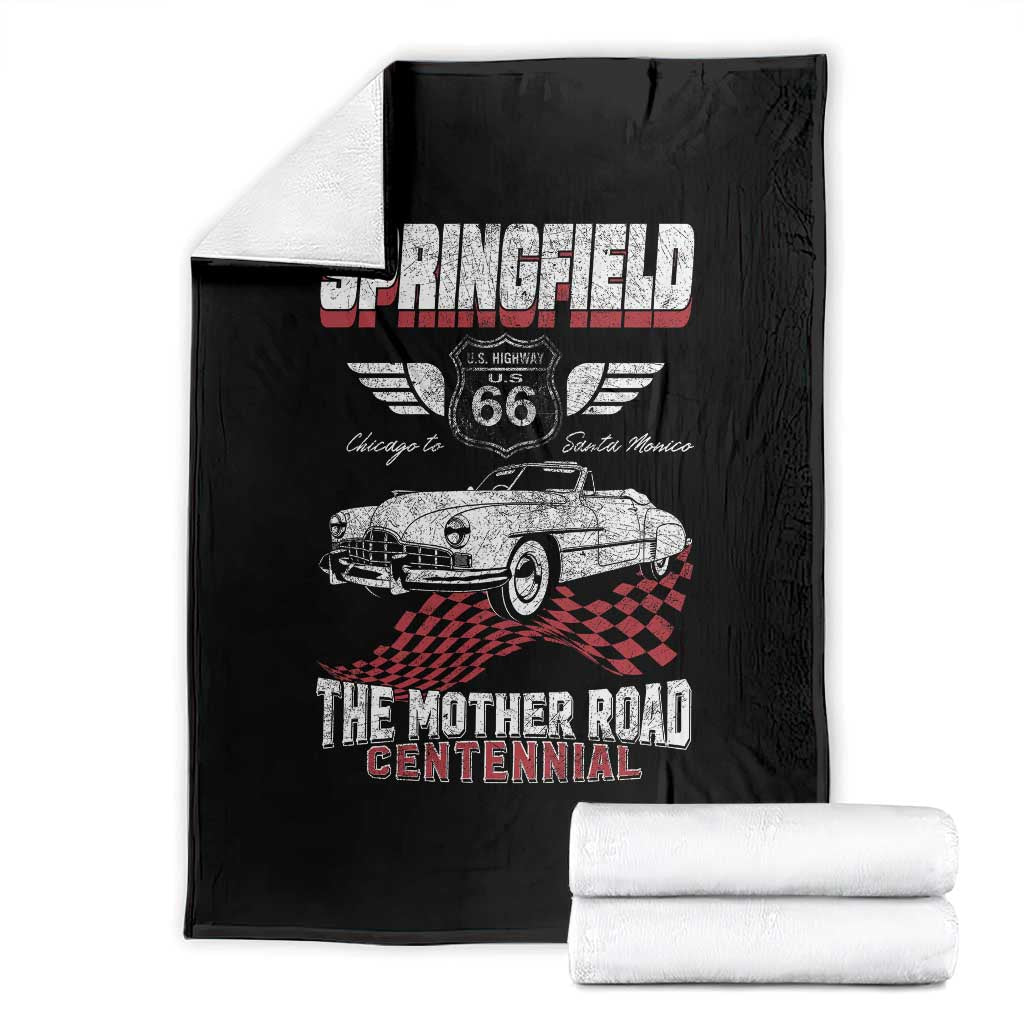 Springfield Missouri US Highway 66 Centennial Keepsake Throw Blanket Vintage 1950 Classic American Car Convertible TS14 Black Print Your Wear
