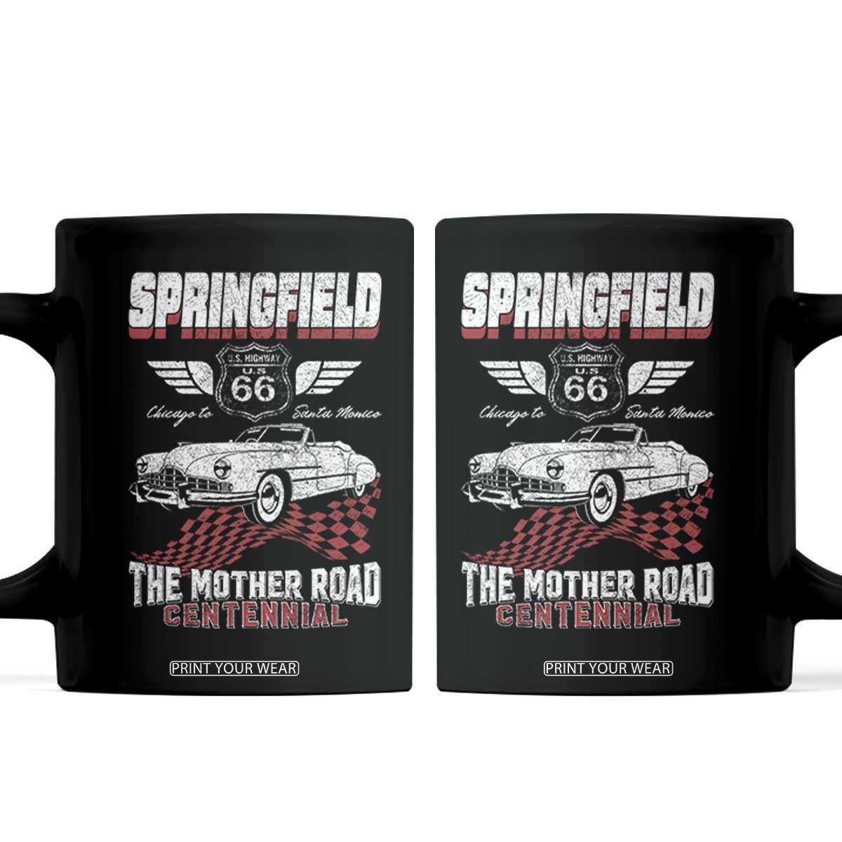 Springfield Missouri US Highway 66 Centennial Keepsake Coffee Mug Vintage 1950 Classic American Car Convertible TS14 Black Print Your Wear