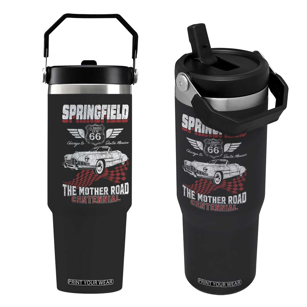 Springfield Missouri US Highway 66 Centennial Keepsake Flip Straw Tumbler Vintage 1950 Classic American Car Convertible TS14 One Size: 30 oz Black Print Your Wear