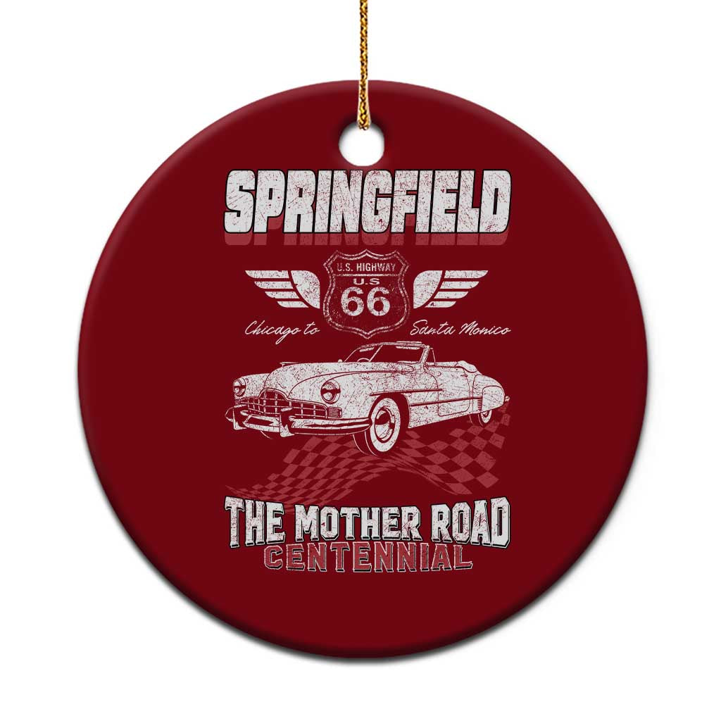 Springfield Missouri US Highway 66 Centennial Keepsake Ceramic Ornament Vintage 1950 Classic American Car Convertible TS14 1pc Red Print Your Wear