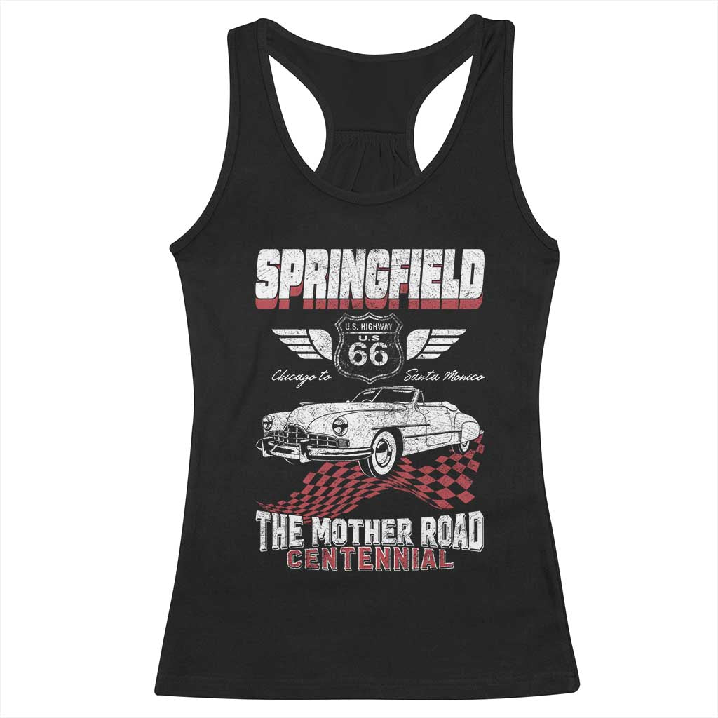 Springfield Missouri US Highway 66 Centennial Keepsake Racerback Tank Top Vintage 1950 Classic American Car Convertible TS14 Black Print Your Wear