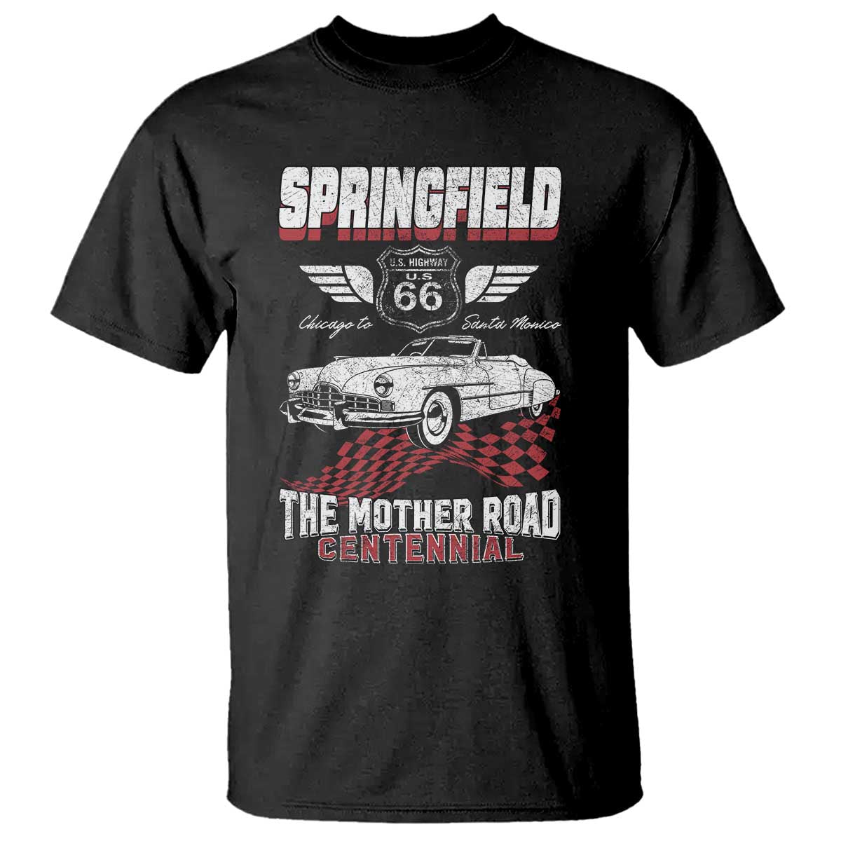 Springfield Missouri US Highway 66 Centennial Keepsake T Shirt Vintage 1950 Classic American Car Convertible TS14 Black Print Your Wear