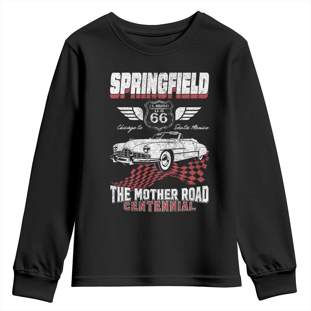 Springfield Missouri US Highway 66 Centennial Keepsake Youth Sweatshirt Vintage 1950 Classic American Car Convertible TS14 Black Print Your Wear