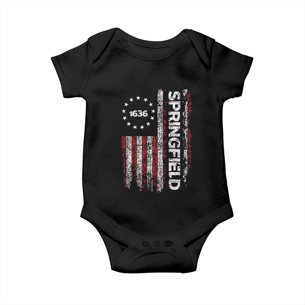 Springfield Massachusetts American Flag Established 1636 Baby Onesie TS14 Black Print Your Wear