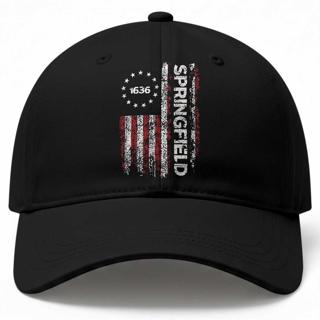 Springfield Massachusetts American Flag Established 1636 Baseball Cap TS14 Print Your Wear