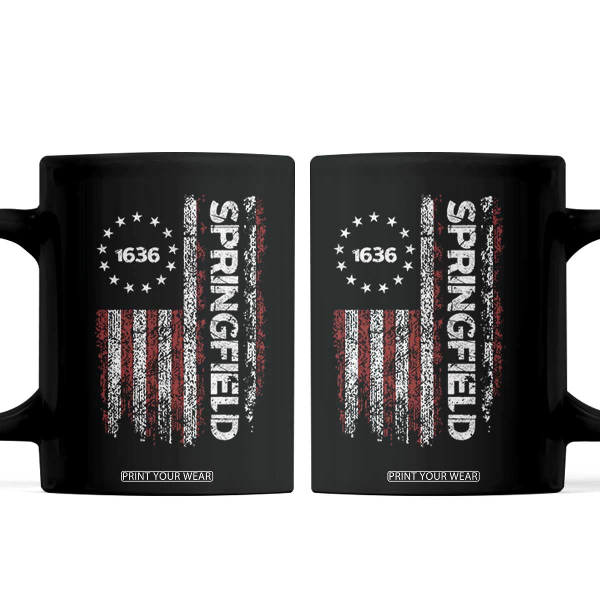 Springfield Massachusetts American Flag Established 1636 Coffee Mug TS14 Black Print Your Wear