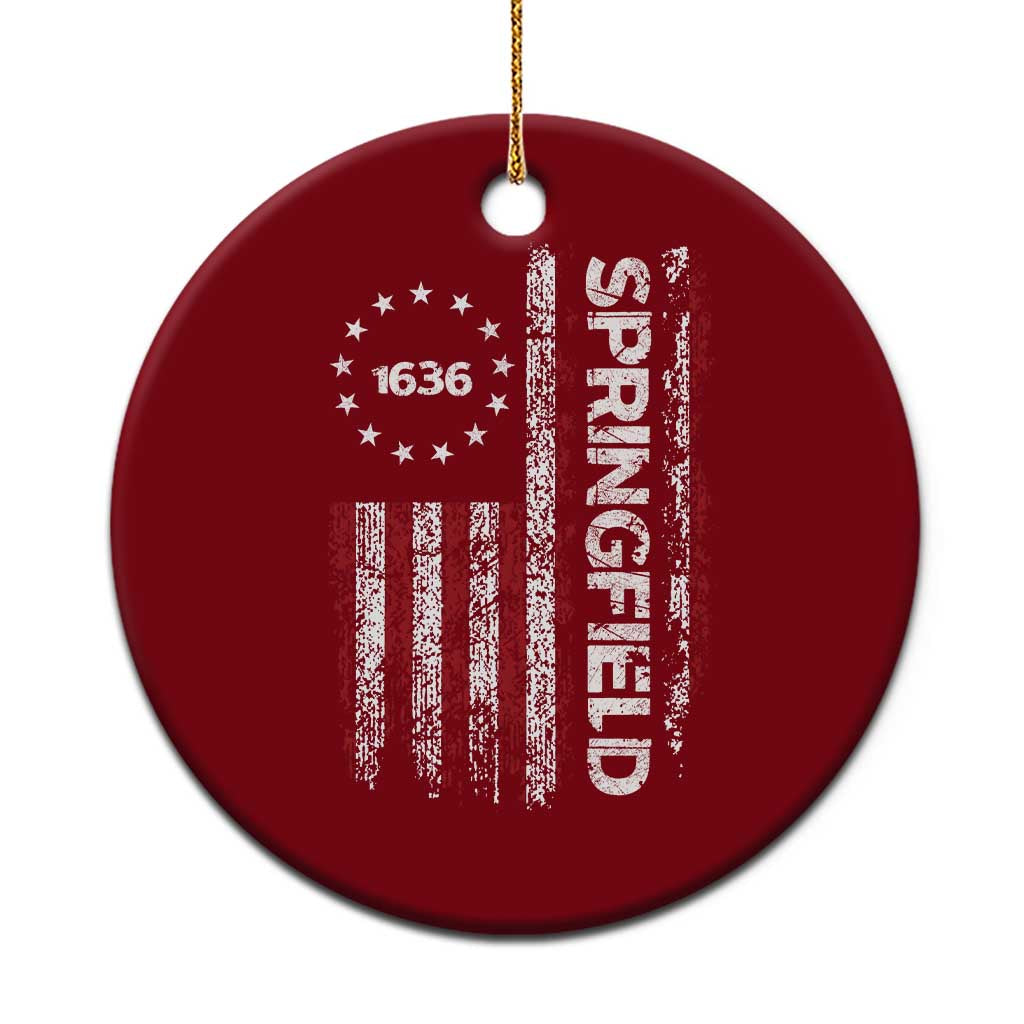 Springfield Massachusetts American Flag Established 1636 Ceramic Ornament TS14 1pc Red Print Your Wear