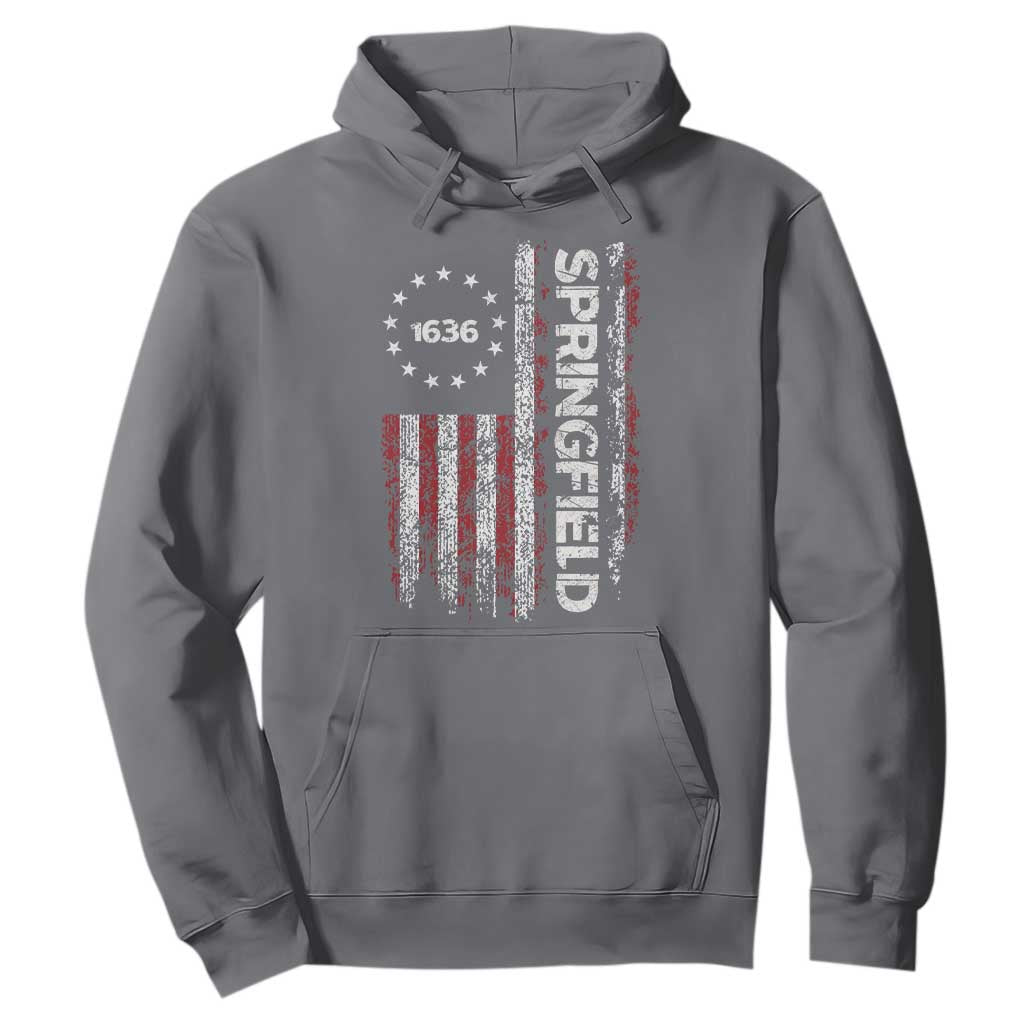 Springfield Massachusetts American Flag Established 1636 Hoodie TS14 Charcoal Print Your Wear