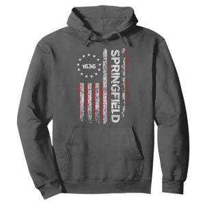 Springfield Massachusetts American Flag Established 1636 Hoodie TS14 Dark Heather Print Your Wear