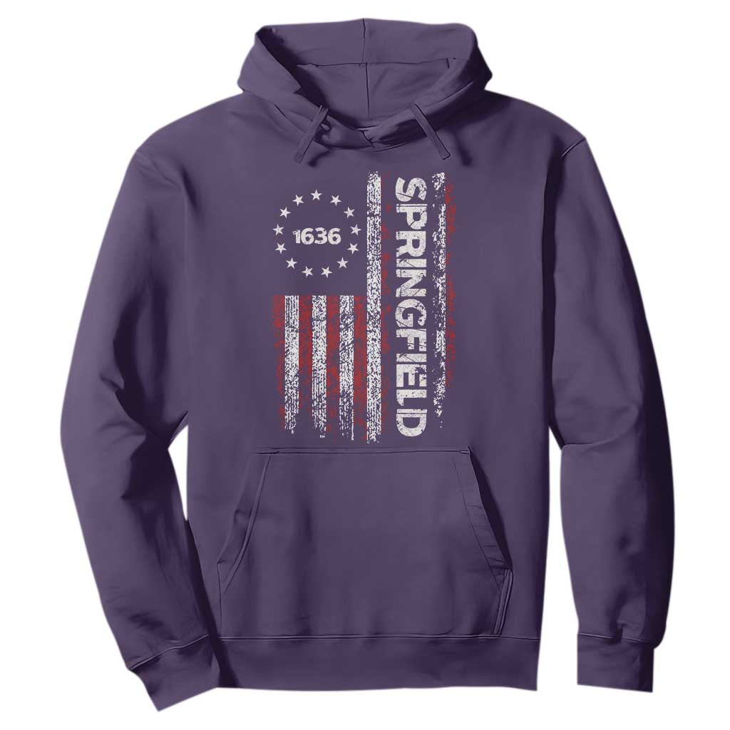 Springfield Massachusetts American Flag Established 1636 Hoodie TS14 Purple Print Your Wear