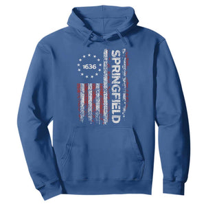 Springfield Massachusetts American Flag Established 1636 Hoodie TS14 Royal Blue Print Your Wear