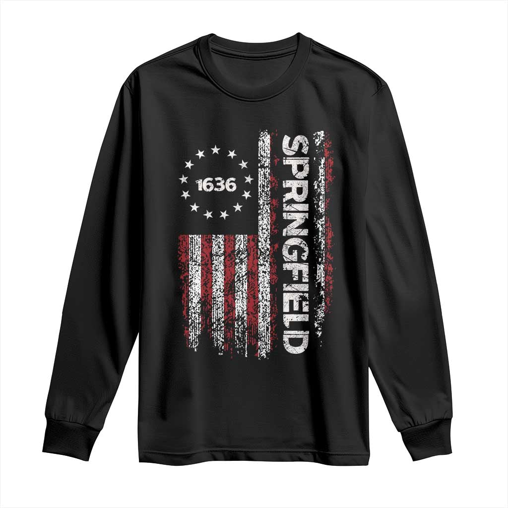 Springfield Massachusetts American Flag Established 1636 Long Sleeve Shirt TS14 Black Print Your Wear