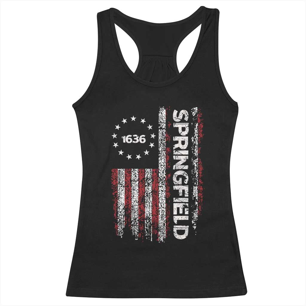 Springfield Massachusetts American Flag Established 1636 Racerback Tank Top TS14 Black Print Your Wear