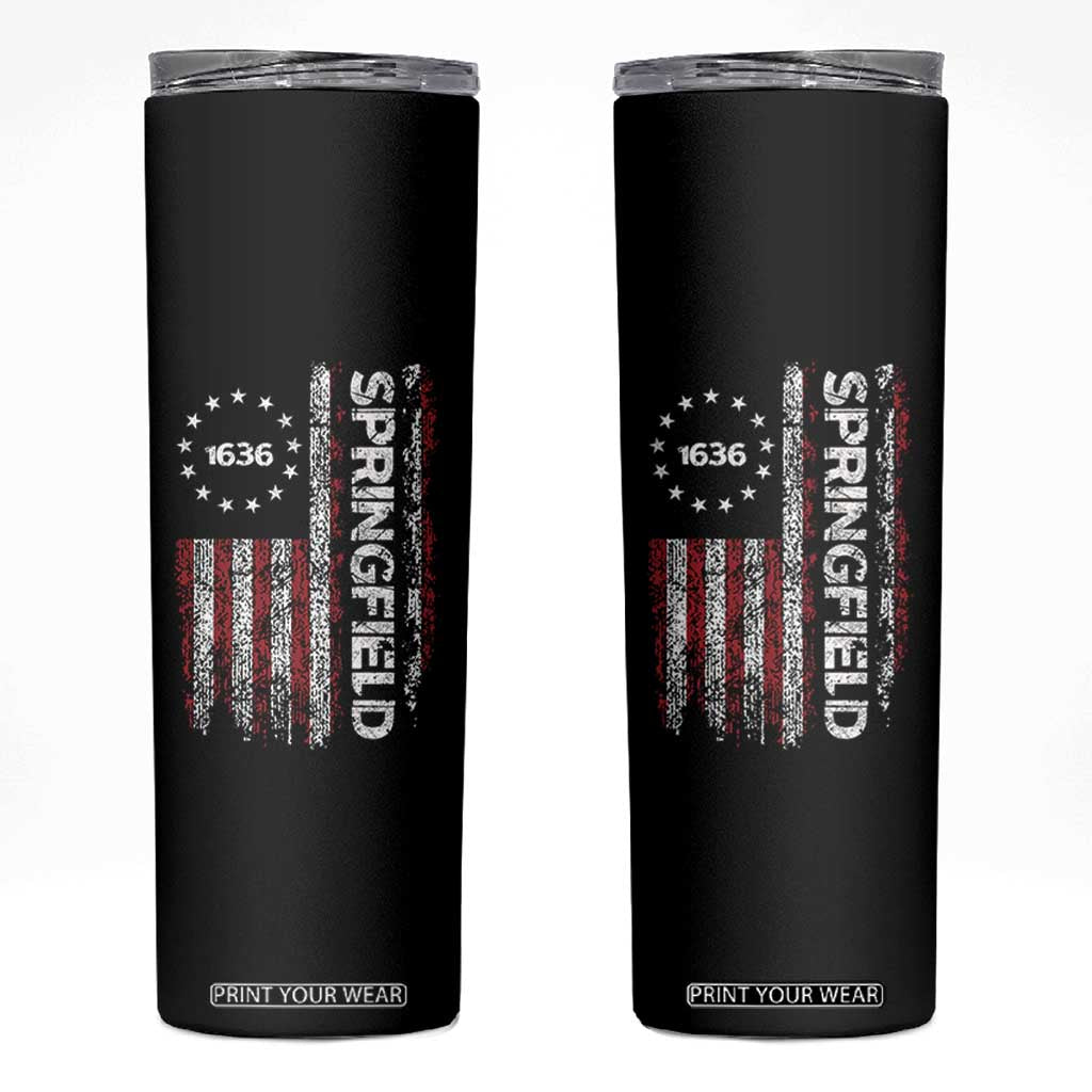 Springfield Massachusetts American Flag Established 1636 Skinny Tumbler TS14 Black Print Your Wear