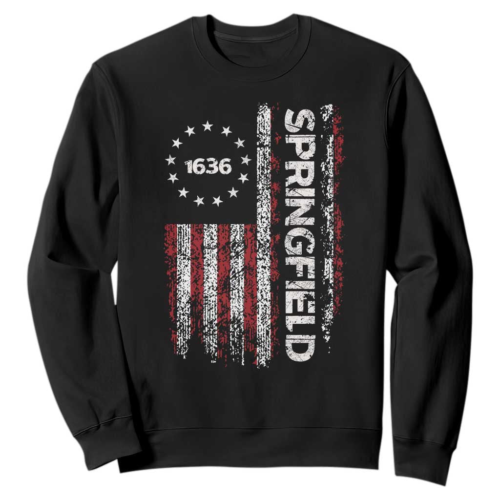 Springfield Massachusetts American Flag Established 1636 Sweatshirt TS14 Black Print Your Wear