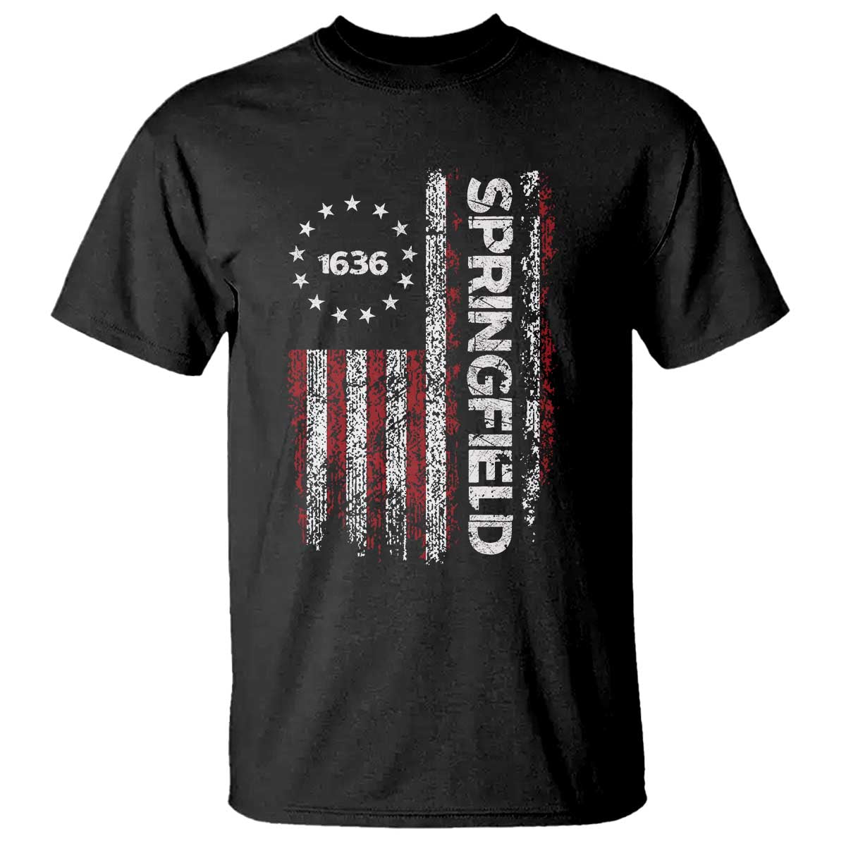 Springfield Massachusetts American Flag Established 1636 T Shirt TS14 Black Print Your Wear