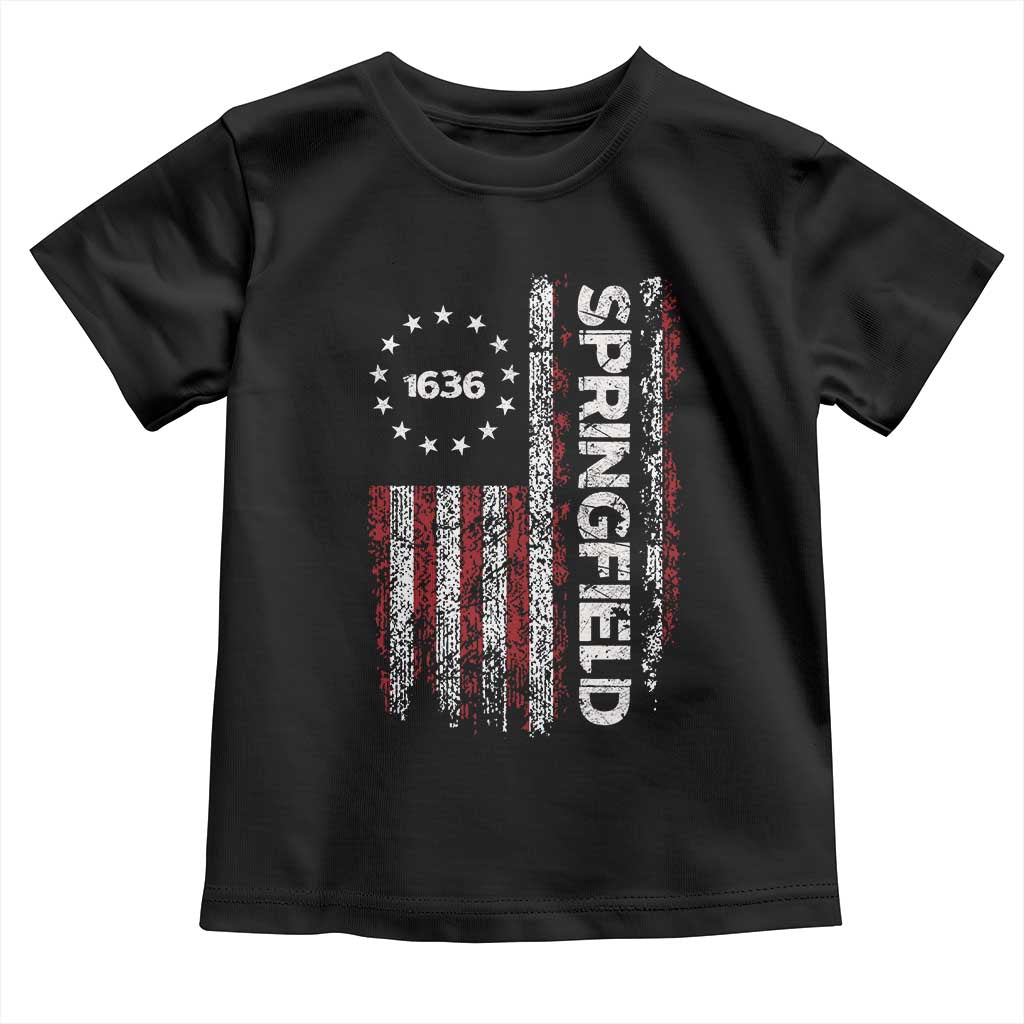 Springfield Massachusetts American Flag Established 1636 Toddler T Shirt TS14 Black Print Your Wear