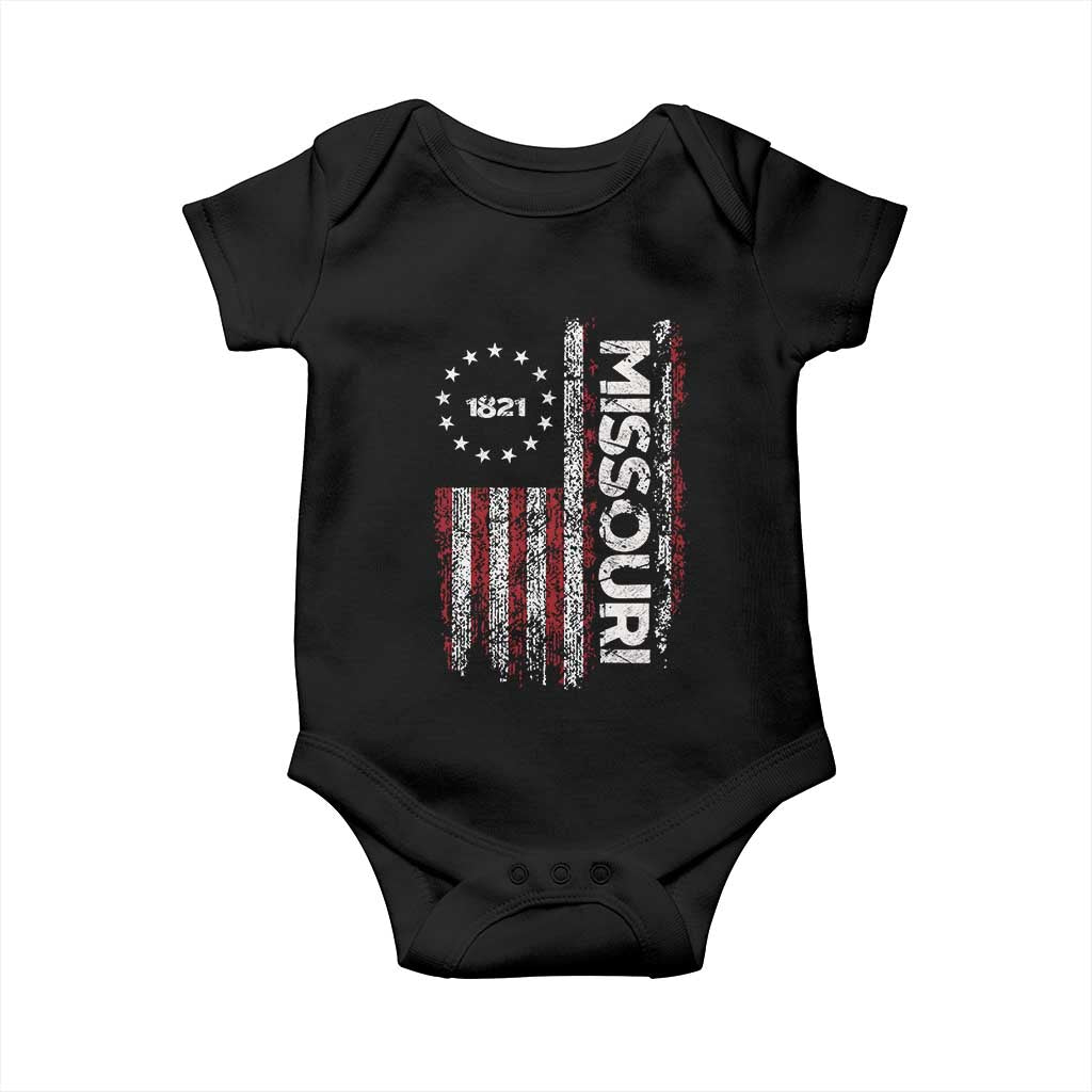Missouri Missourian MO American Flag Established 1821 Baby Onesie TS14 Black Print Your Wear