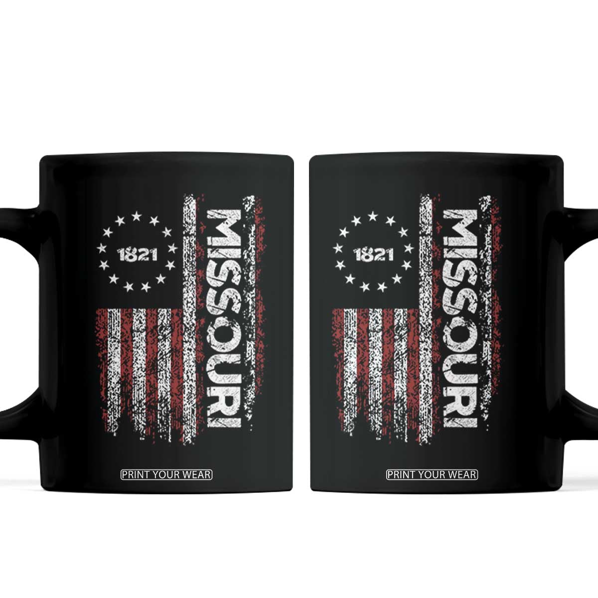 Missouri Missourian MO American Flag Established 1821 Coffee Mug TS14 Black Print Your Wear