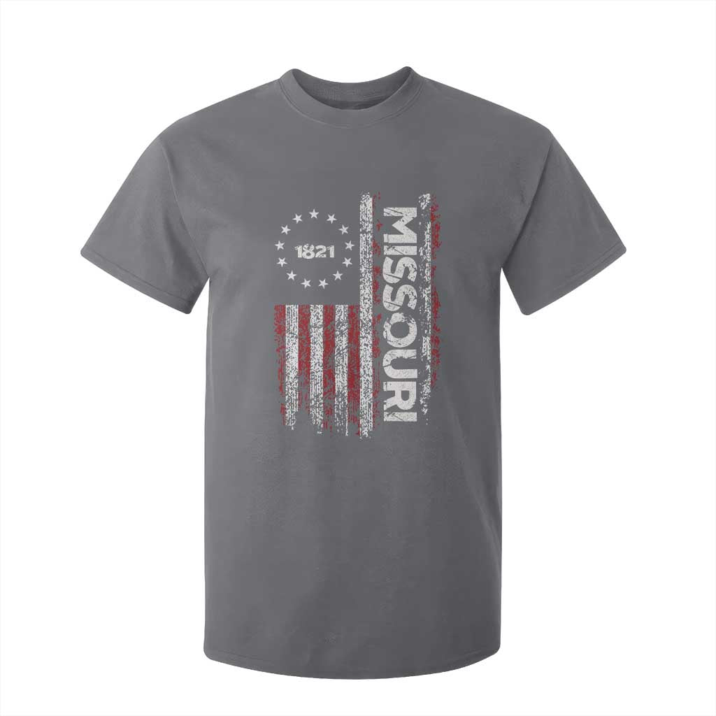 Missouri Missourian MO American Flag Established 1821 T Shirt For Kid TS14 Charcoal Print Your Wear