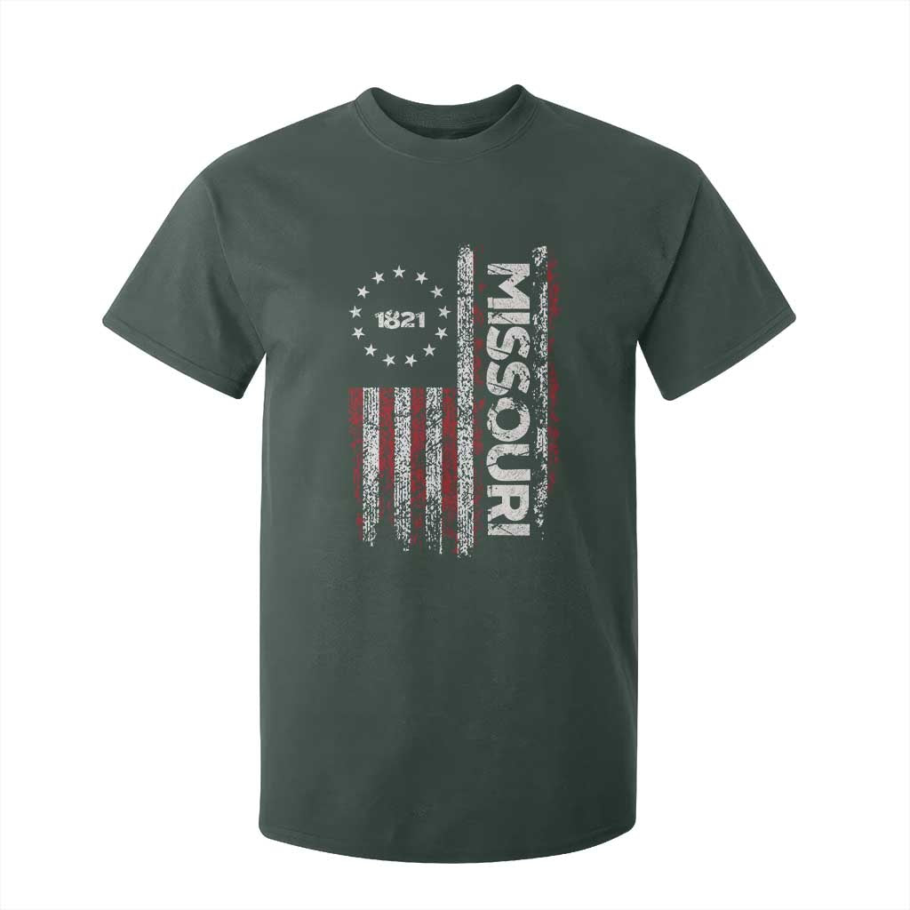 Missouri Missourian MO American Flag Established 1821 T Shirt For Kid TS14 Dark Forest Green Print Your Wear
