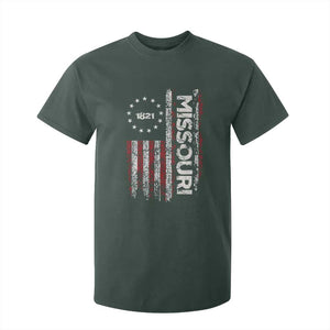Missouri Missourian MO American Flag Established 1821 T Shirt For Kid TS14 Dark Forest Green Print Your Wear