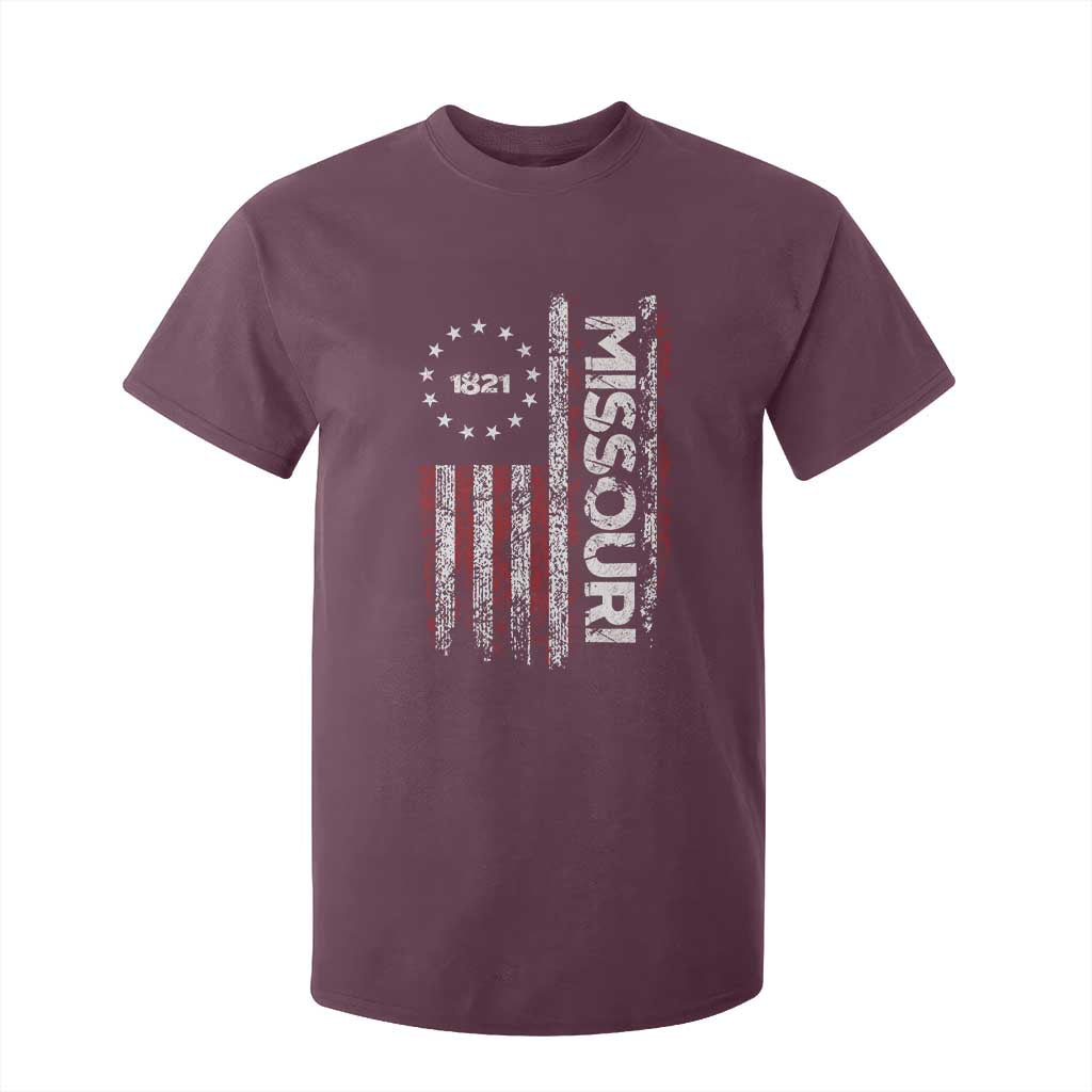 Missouri Missourian MO American Flag Established 1821 T Shirt For Kid TS14 Maroon Print Your Wear