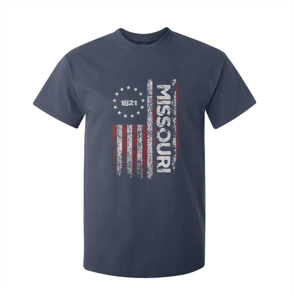 Missouri Missourian MO American Flag Established 1821 T Shirt For Kid TS14 Navy Print Your Wear